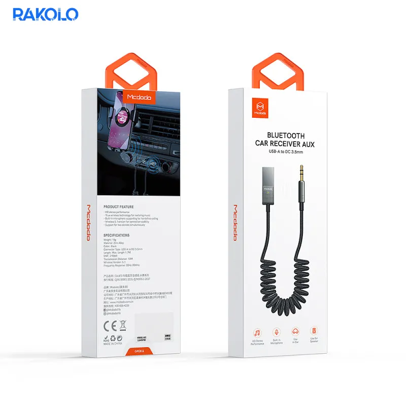 کابل AUX بلوتوث دار USB به 3.5 جک برند MACDODO مدل CA8700