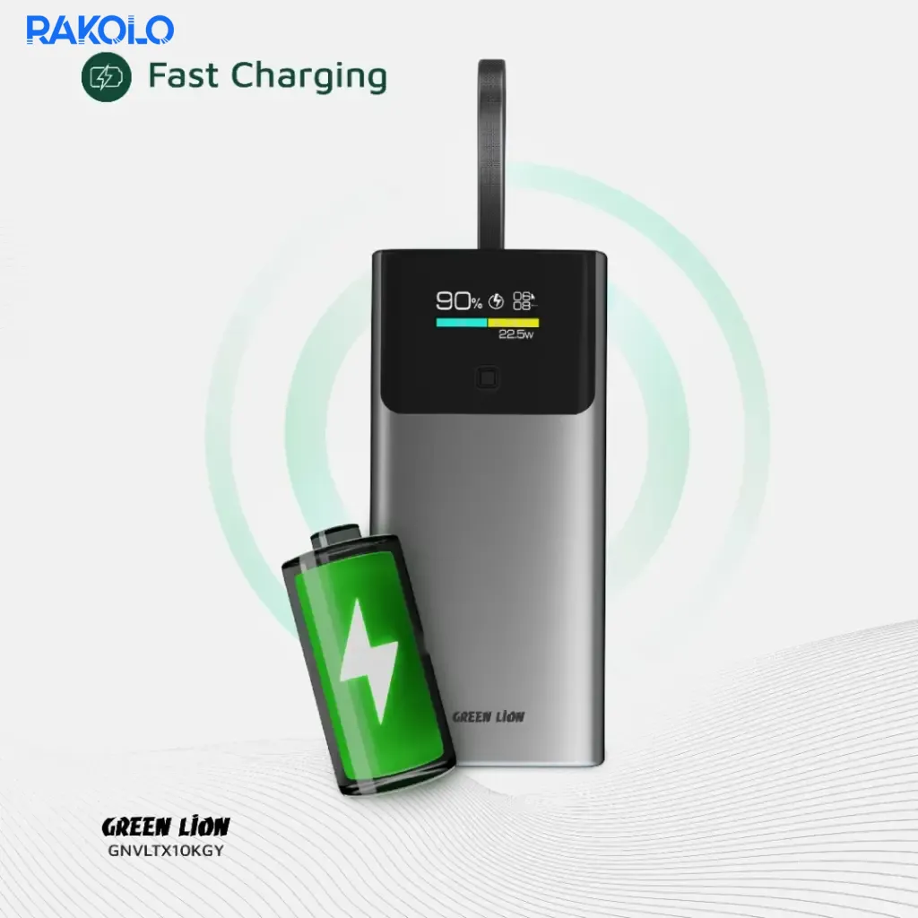 پاوربانک 20 وات صفحه نمایش دار گرین لایون مدل Voltix ظرفیت 10000 میلی آمپر