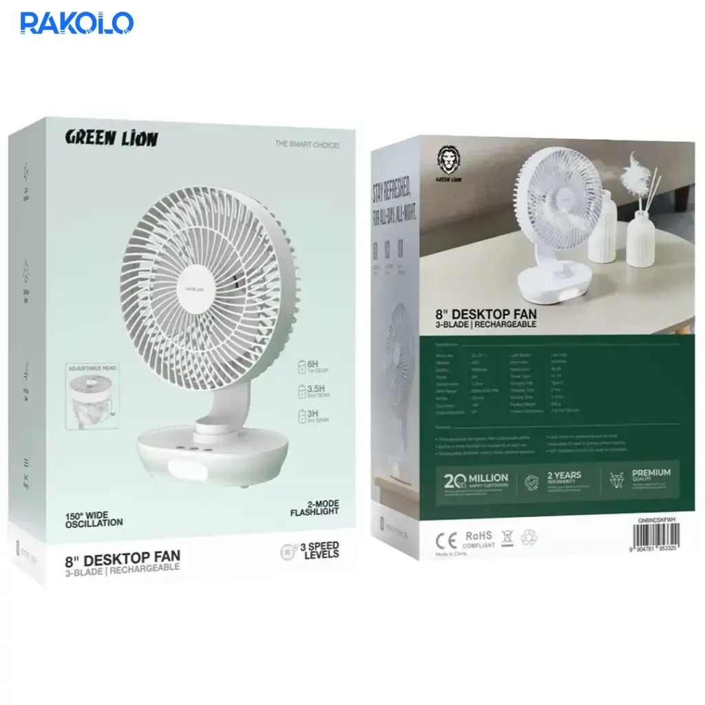 فن رومیزی گرین لایون مدل 8" Desktop Fan Rechargeable