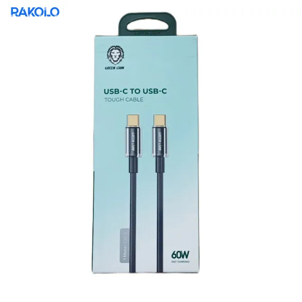کابل شارژ دوسر Type-C برند گرین لایون مدل Tough Cable 60W