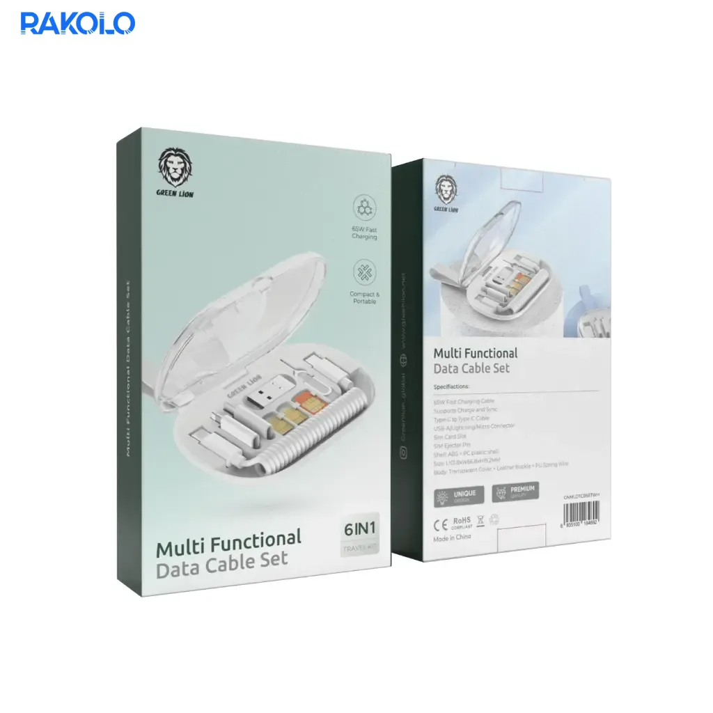 کابل شارژ همه کاره گرین لایون مدل 6 in 1 Multi Functional Data Cable Set