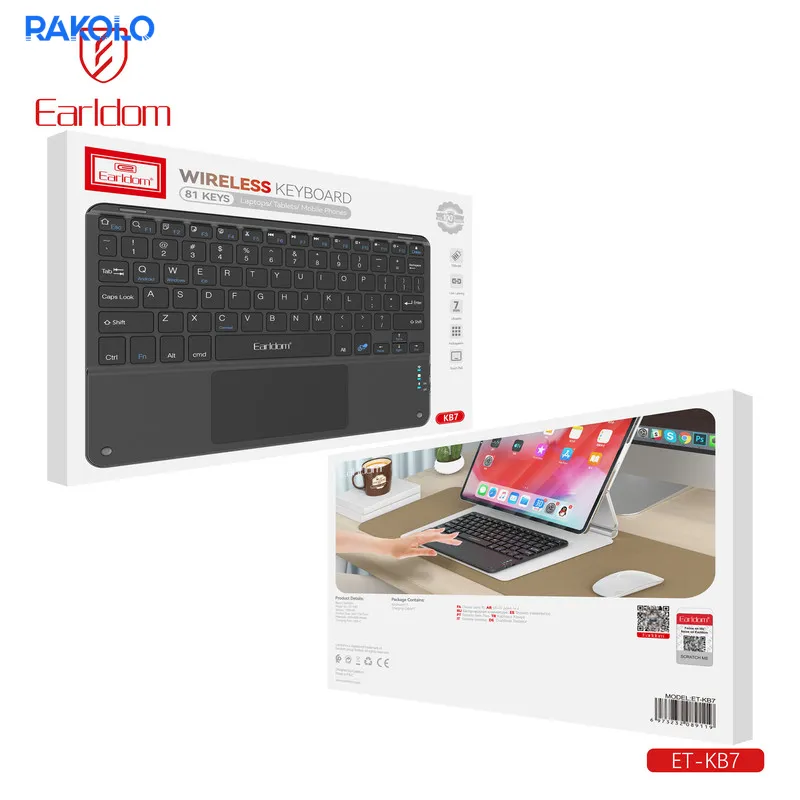کیبورد بیسیم تاچ پددار برند EARLDOM مدل ET-KB7