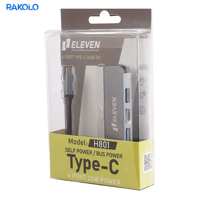هاب TYPE-C به USB3 چهارپورت ELEVEN مدل H801