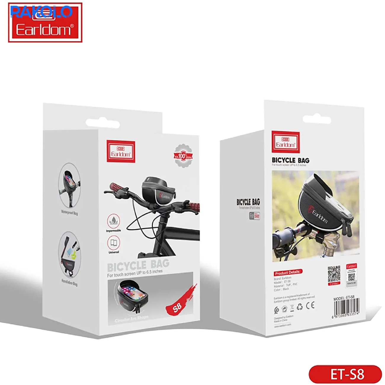 کیف و هولدر لمسی ضدآب گوشی موبایل دوچرخه و موتورسیکلت ارلدام ET-S8
