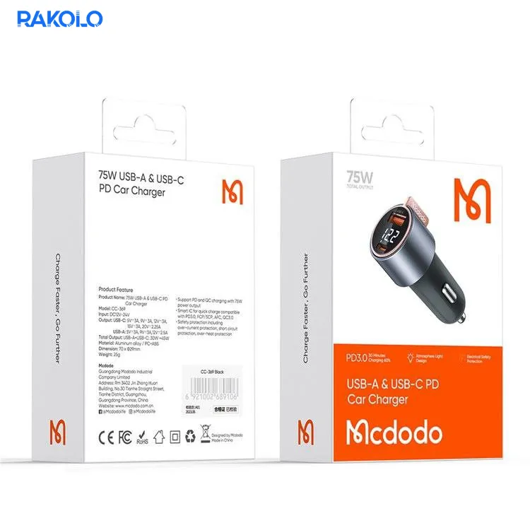 شارژر فندکی 75 وات برند MCDODO مدل CC3690