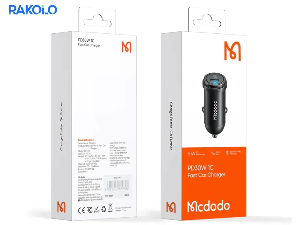 شارژر فندکی 30 وات برند MCDODO مدل CC-7491