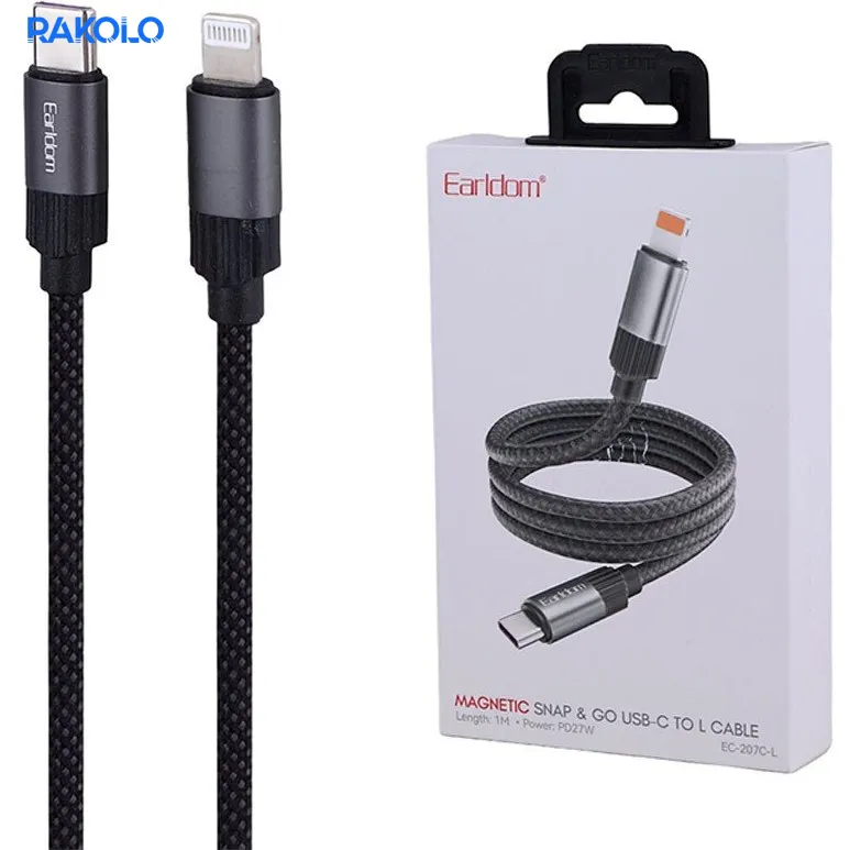کابل شارژ مگنتی TYPE-C به لایتنینگ برند EARLDOM مدل EC-207C-L